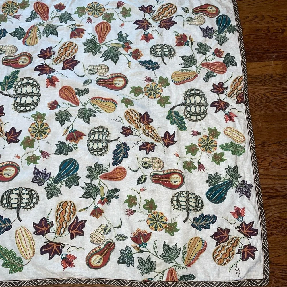 Pottery Barn Aldo Pumpkin Embroidered Table Throw Fall/Thanksgiving #1